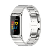 For Fitbit Charge 5 / Charge 6 Mijobs Bamboo Stainless Steel Metal Watch Band(Silver)