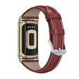For Fitbit Charge 5 / Charge 6 Mijobs Genuine Leather Slim Watch Band(Red+Gold) - Watch Bands by MIJOBS