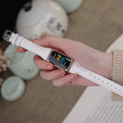 For Fitbit Charge 5 / Charge 6 Mijobs Genuine Leather Slim Watch Band(Coffee+Silver) - Watch Bands by MIJOBS