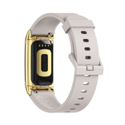 For Fitbit Charge 5 / Charge 6 Mijobs Soft Silicone  Watch Band(Grey+Gold) - Watch Bands by MIJOBS