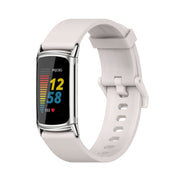 For Fitbit Charge 5 / Charge 6 Mijobs Soft Silicone  Watch Band(Grey+Silver)