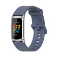 For Fitbit Charge 5 / Charge 6 Mijobs Soft Silicone  Watch Band(Blue+Silver)