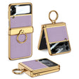 For Samsung Galaxy Z Flip3 5G GKK Integrated Plating + Leather Flip Phone Case(Dream Purple) - Galaxy Phone Cases by GKK | Online Shopping South Africa | PMC TechLife | Buy Now Pay Later Mobicred