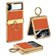 For Samsung Galaxy Z Flip3 5G GKK Integrated Plating + Leather Flip Phone Case(Burning Orange) - Galaxy Phone Cases by GKK | Online Shopping South Africa | PMC TechLife | Buy Now Pay Later Mobicred
