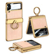 For Samsung Galaxy Z Flip3 5G GKK Integrated Plating + Leather Flip Phone Case(Crocodile Pink) - free shipping - PMC TechLife - Order now!
