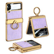 For Samsung Galaxy Z Flip3 5G GKK Integrated Plating + Leather Flip Phone Case(Crocodile Purple) - Galaxy Phone Cases by GKK | Online Shopping South Africa | PMC TechLife | Buy Now Pay Later Mobicred