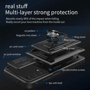 For Motorola Edge 20 Pro Sliding Camshield TPU+PC Phone Case with Card Slot(Black)