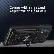 For Motorola Edge 20 Pro Sliding Camshield TPU+PC Phone Case with Card Slot(Black)