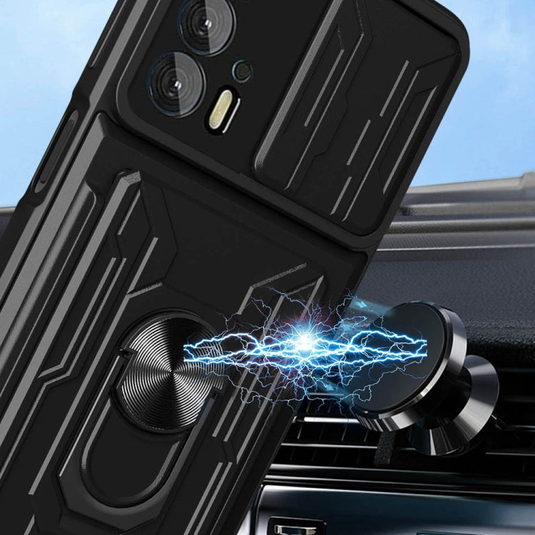 For Motorola Edge 20 Pro Sliding Camshield TPU+PC Phone Case with Card Slot(Black)