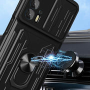 For Motorola Edge 20 Pro Sliding Camshield TPU+PC Phone Case with Card Slot(Black)