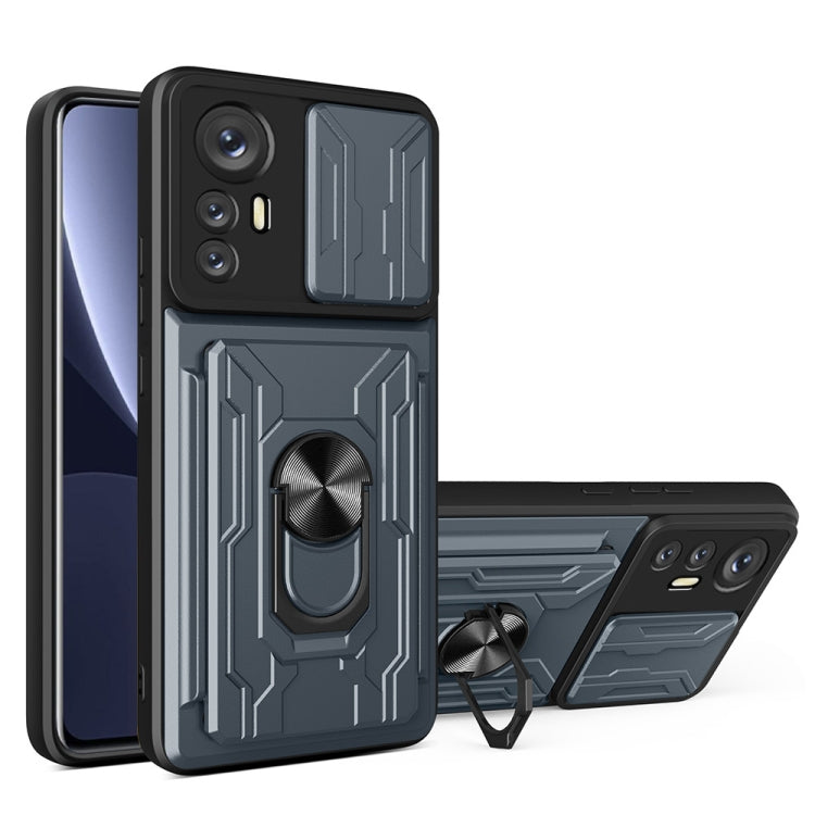 For Xiaomi 12 Pro Sliding Camshield TPU+PC Phone Case with Card Slot(Grey)