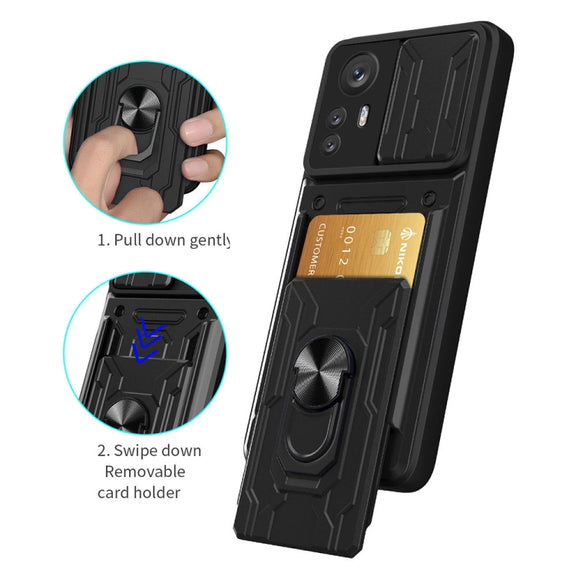 For Xiaomi 12 Pro Sliding Camshield TPU+PC Phone Case with Card Slot(Grey)