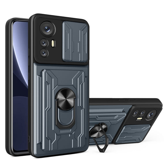 For Xiaomi 12 Pro Sliding Camshield TPU+PC Phone Case with Card Slot(Grey)