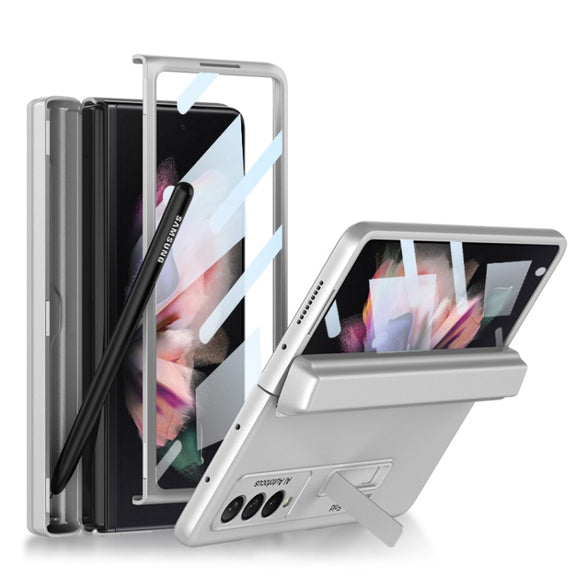 For Samsung Galaxy Z Fold3 5G GKK Integrated Magnetic Full Coverage Phone Flip Case with Pen Box(Silver)