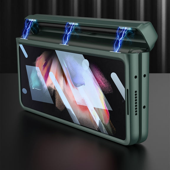 For Samsung Galaxy Z Fold3 5G GKK Integrated Magnetic Full Coverage Phone Flip Case with Pen Box(Black)
