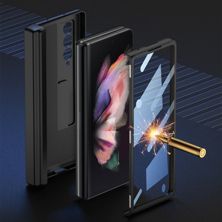 For Samsung Galaxy Z Fold3 5G GKK Integrated Magnetic Full Coverage Phone Flip Case with Pen Box(Mist Gold)