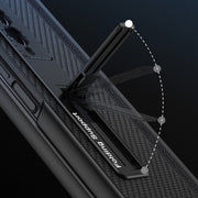 For Samsung Galaxy Z Fold3 5G GKK Magnetic Hinge Plain Leather Phone Flip Case with Pen Box(Cross Texture)
