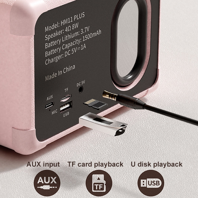 HM11 PLUS Portable HIFI Mini Retro Wireless Bluetooth Speaker(Black)