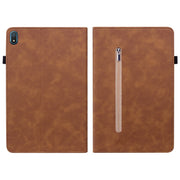 For Nokia T20 10.4 2021 Skin Feel Solid Color Zipper Leather Tablet Case(Brown)