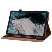 For Nokia T20 10.4 2021 Skin Feel Solid Color Zipper Leather Tablet Case(Brown)