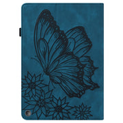 For Amazon Kindle Fire HD 8 2020 / 8 Plus Big Butterfly Embossed Smart Leather Tablet Case(Blue)