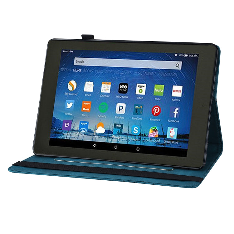For Amazon Kindle Fire HD 8 2020 / 8 Plus Big Butterfly Embossed Smart Leather Tablet Case(Blue)