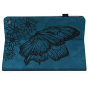 For Amazon Kindle Fire HD 8 2020 / 8 Plus Big Butterfly Embossed Smart Leather Tablet Case(Blue)