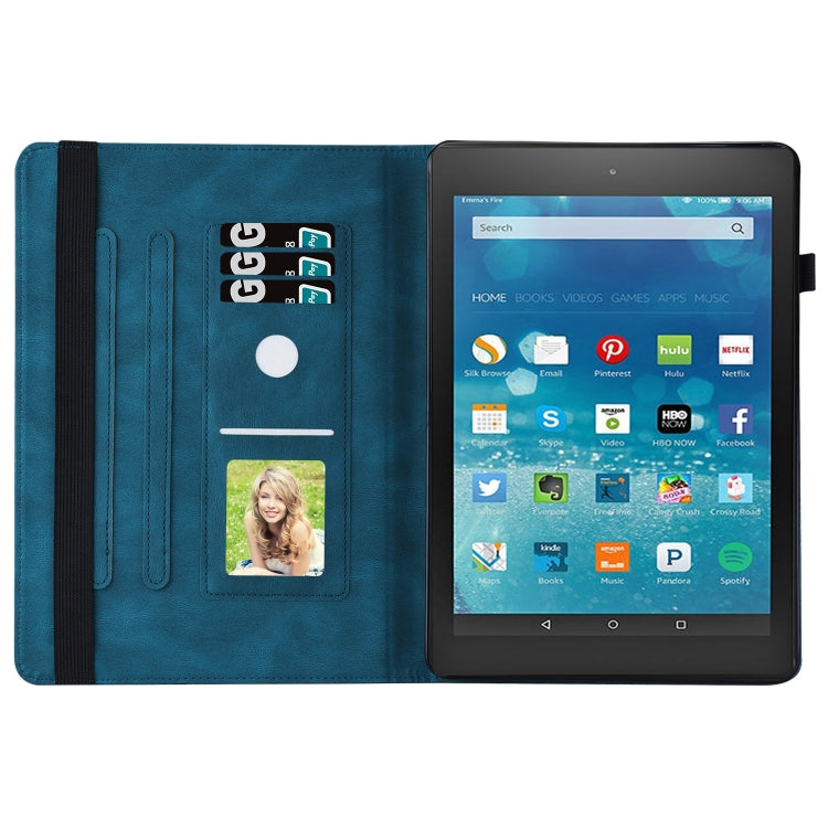 For Amazon Kindle Fire HD 8 2020 / 8 Plus Big Butterfly Embossed Smart Leather Tablet Case(Blue)