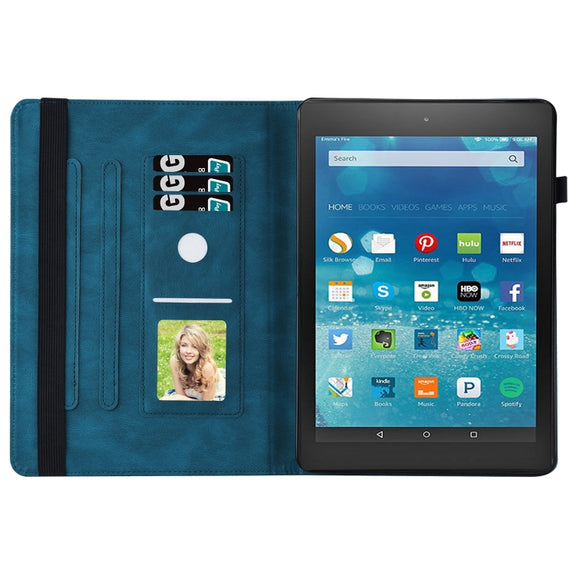 For Amazon Kindle Fire HD 8 2020 / 8 Plus Big Butterfly Embossed Smart Leather Tablet Case(Blue)