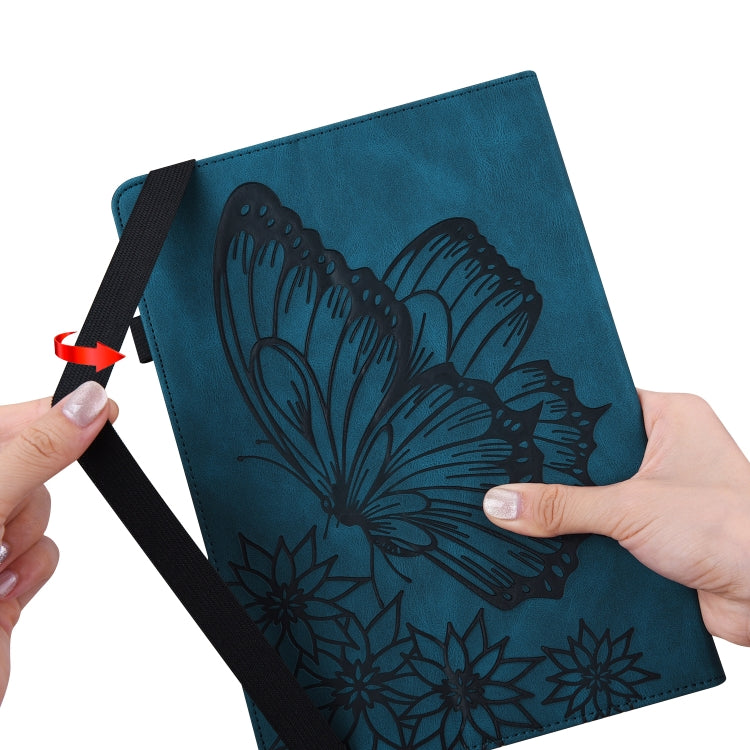 For Amazon Kindle Fire HD 8 2020 / 8 Plus Big Butterfly Embossed Smart Leather Tablet Case(Blue)