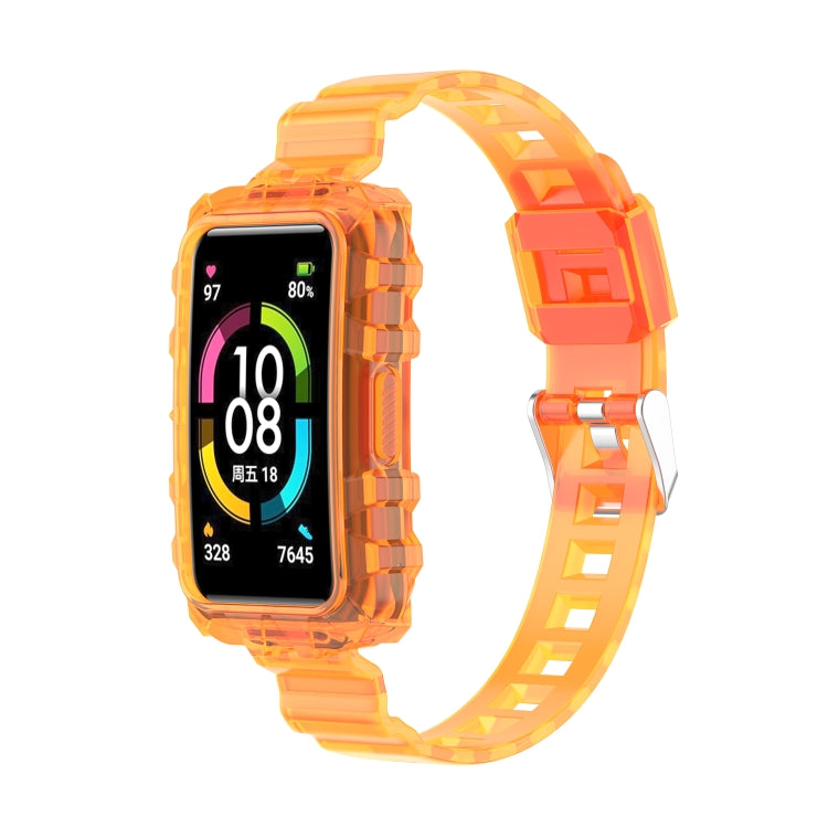 For Huawei Band 7 Integrated Transparent Silicone Watch Band(Orange)