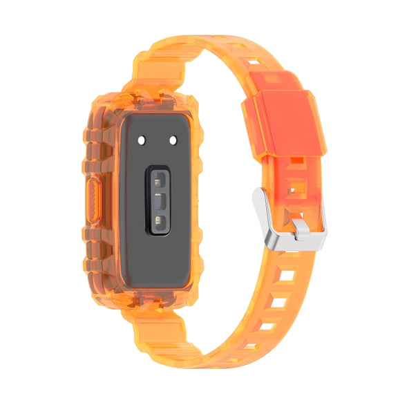 For Huawei Band 7 Integrated Transparent Silicone Watch Band(Orange)
