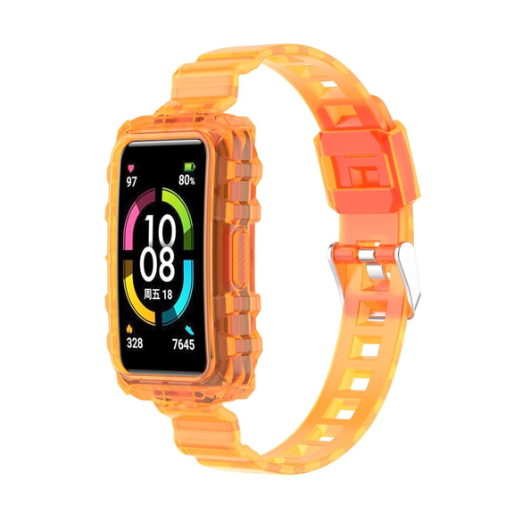 For Huawei Band 7 Integrated Transparent Silicone Watch Band(Orange)