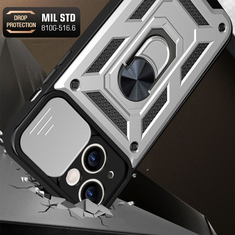 For iPhone 14 Sliding Camera Cover Design TPU+PC Phone Case (Silver)