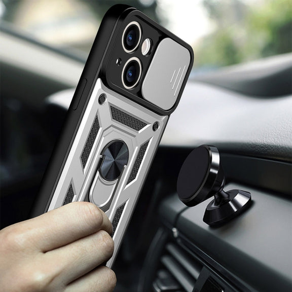 For iPhone 14 Sliding Camera Cover Design TPU+PC Phone Case (Silver)