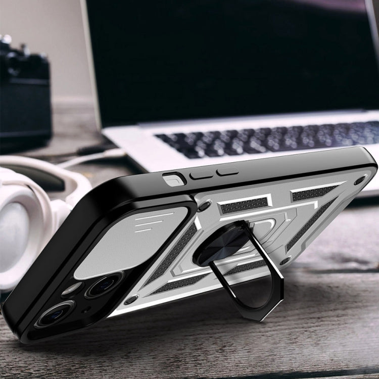 For iPhone 14 Sliding Camera Cover Design TPU+PC Phone Case (Silver)