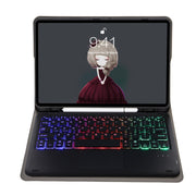 For Samsung Galaxy Tab A8 10.5 (2021) A08B-AS Lambskin Texture Backlight Bluetooth Keyboard Leather Tablet Case(Black)
