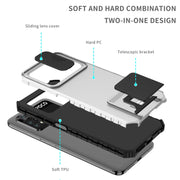 For Xiaomi Poco M4 Pro 4G Stereoscopic Holder Sliding Camshield Phone Case(White)