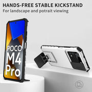 For Xiaomi Poco M4 Pro 4G Stereoscopic Holder Sliding Camshield Phone Case(White)