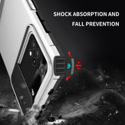 For Xiaomi Poco M4 Pro 4G Stereoscopic Holder Sliding Camshield Phone Case(White)