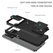 For Xiaomi Poco M4 Pro 4G Stereoscopic Holder Sliding Camshield Phone Case(Black)