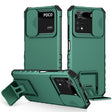 For Xiaomi Poco M4 Pro 4G Stereoscopic Holder Sliding Camshield Phone Case(Dark Green) - free shipping - PMC TechLife - Order now!