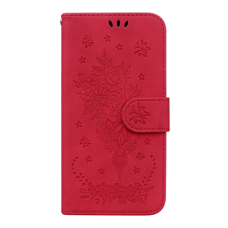 For OPPO A15 / A15s Butterfly Rose Embossed Leather Phone Case(Red)