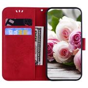 For OPPO A15 / A15s Butterfly Rose Embossed Leather Phone Case(Red)
