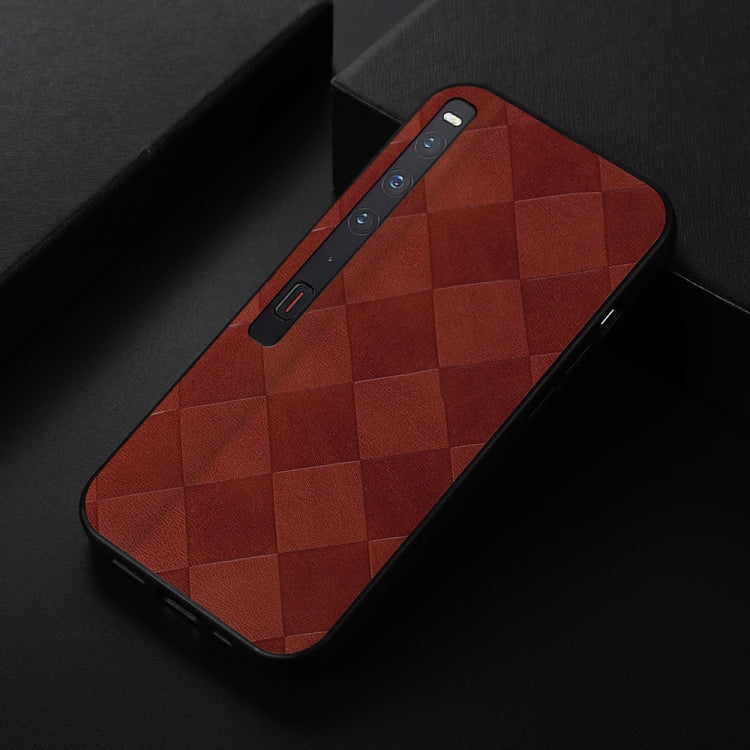 For Huawei Mate Xs 2 Weave Plaid PU Phone Case(Brown)