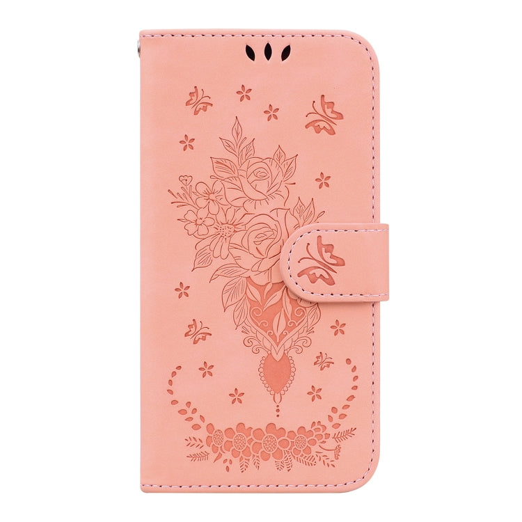 For Samsung Galaxy A03 Core Butterfly Rose Embossed Leather Phone Case(Pink)