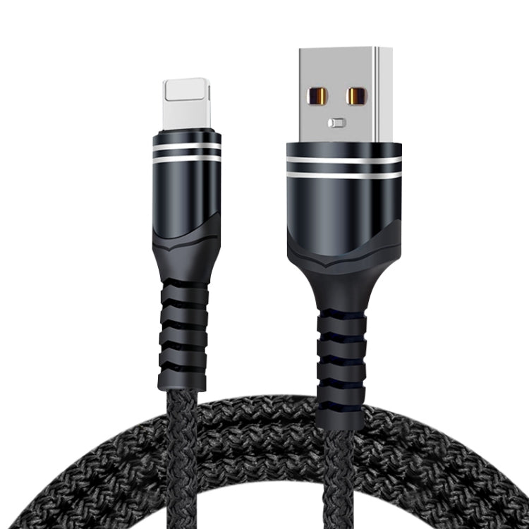 8 Pin 6A Woven Style USB Charging Cable, Cable Length: 1m(Black)