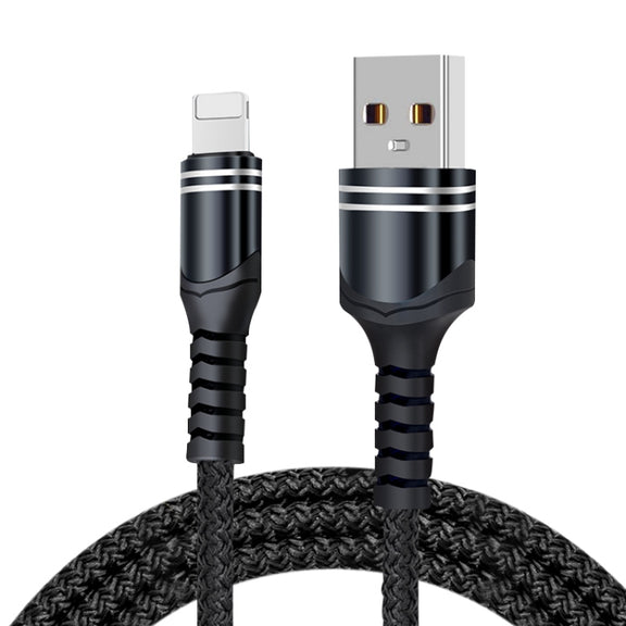 8 Pin 6A Woven Style USB Charging Cable, Cable Length: 1m(Black)