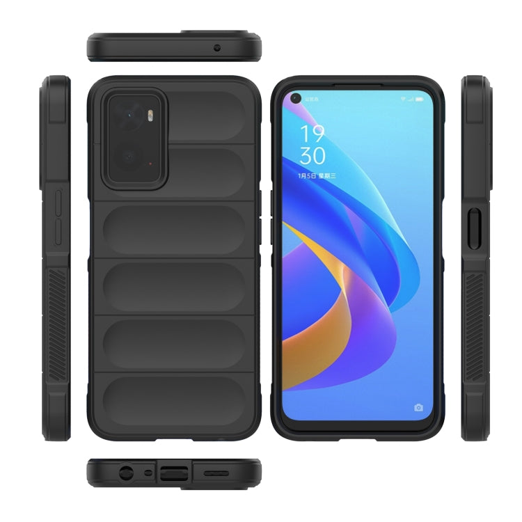 For OPPO A36 4G/A76 4G/Realme 9i Magic Shield TPU + Flannel Phone Case(Black)