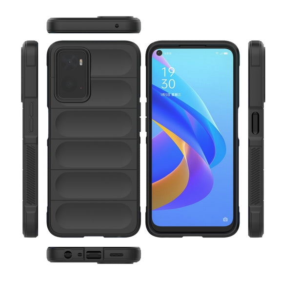 For OPPO A36 4G/A76 4G/Realme 9i Magic Shield TPU + Flannel Phone Case(Black)